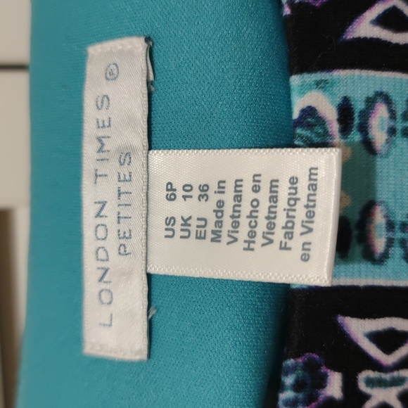 London Times printed sheath dress size 6P - Picture 2 of 5